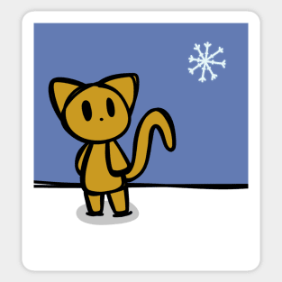 First Snowflake Cute Winter Cat Sticker